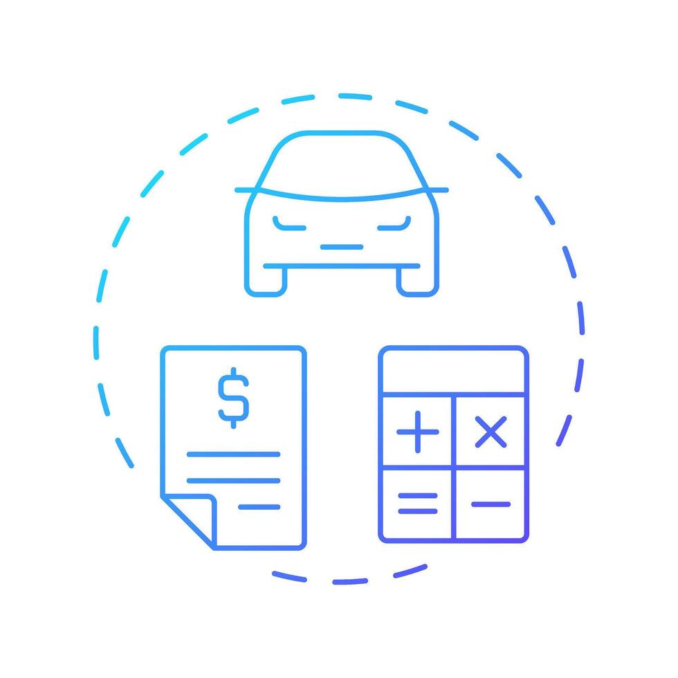 Preapproved car loan blue gradient concept icon. Debt calculation, credit. Buying vehicle. Round shape line illustration. Abstract idea. Graphic design. Easy to use in infographic, presentation vector