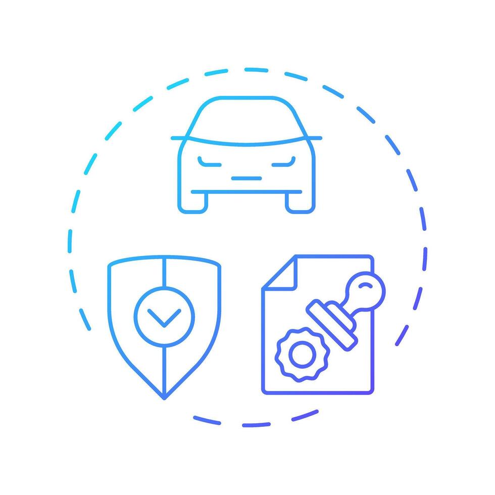 Manufacturers warranty blue gradient concept icon. License document, documentation. Security, protection. Round shape line illustration. Abstract idea. Graphic design. Easy to use in infographic vector