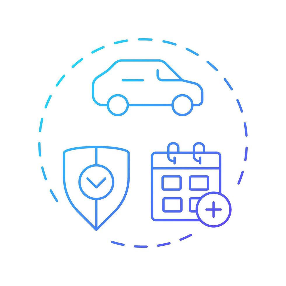 Extended warranty blue gradient concept icon. Security, protection. Monthly calendar. Round shape line illustration. Abstract idea. Graphic design. Easy to use in infographic, presentation vector