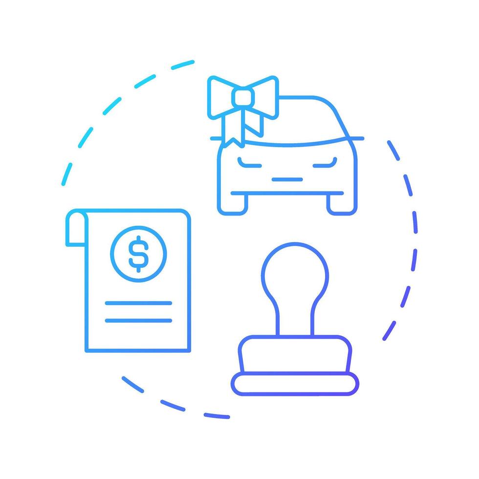New car dealer blue gradient concept icon. Loan document, financing. Credit, debt. Round shape line illustration. Abstract idea. Graphic design. Easy to use in infographic, presentation vector
