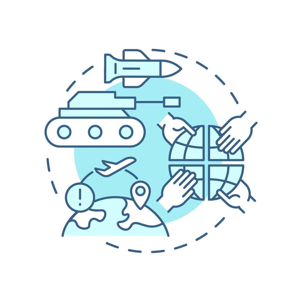Geopolitical instability soft blue concept icon. Type of critical events. Travel risk management. Round shape line illustration. Abstract idea. Graphic design. Easy to use in presentation vector