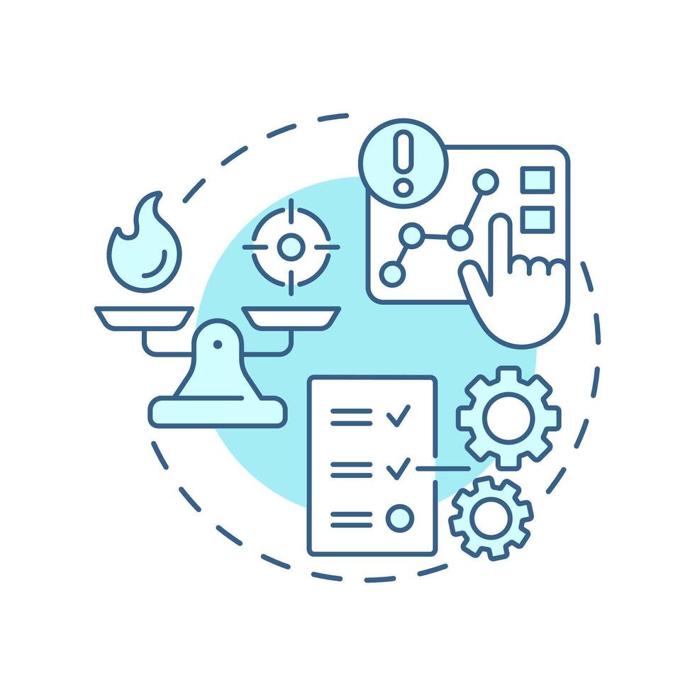 Risk assessment soft blue concept icon. Identify potential impact of event. Danger management process. Round shape line illustration. Abstract idea. Graphic design. Easy to use in presentation vector