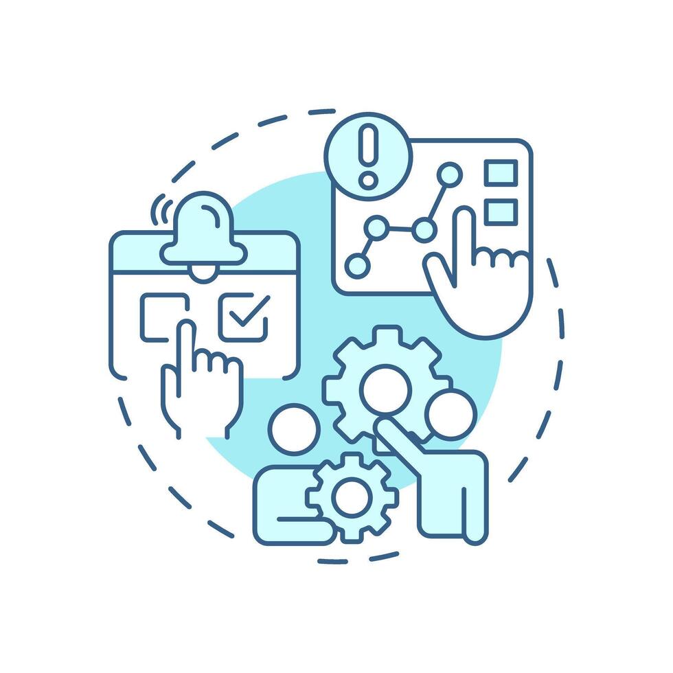 Risk monitoring and review soft blue concept icon. Tracking changes. Danger management process. Round shape line illustration. Abstract idea. Graphic design. Easy to use in promotional material vector