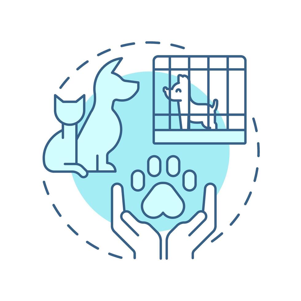 Animal shelters soft blue concept icon. Safe spaces for pets during emergencies. Public safety facility. Round shape line illustration. Abstract idea. Graphic design. Easy to use in application vector