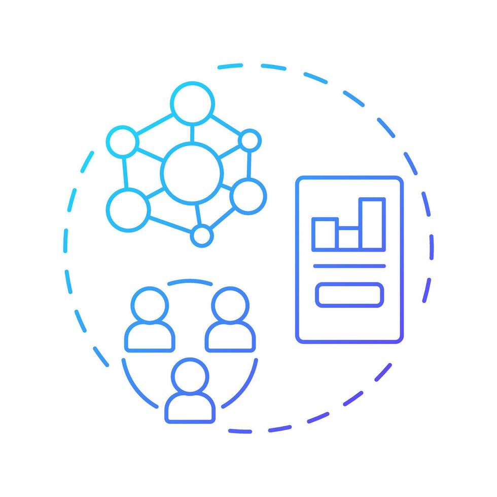 Platform economy blue gradient concept icon. Digital services of exchange. Core element of sharing system. Round shape line illustration. Abstract idea. Graphic design. Easy to use in presentation vector