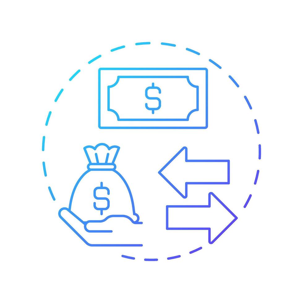 Pseudo sharing economy blue gradient concept icon. Commercial models involving. Collaborative system type. Round shape line illustration. Abstract idea. Graphic design. Easy to use in presentation vector