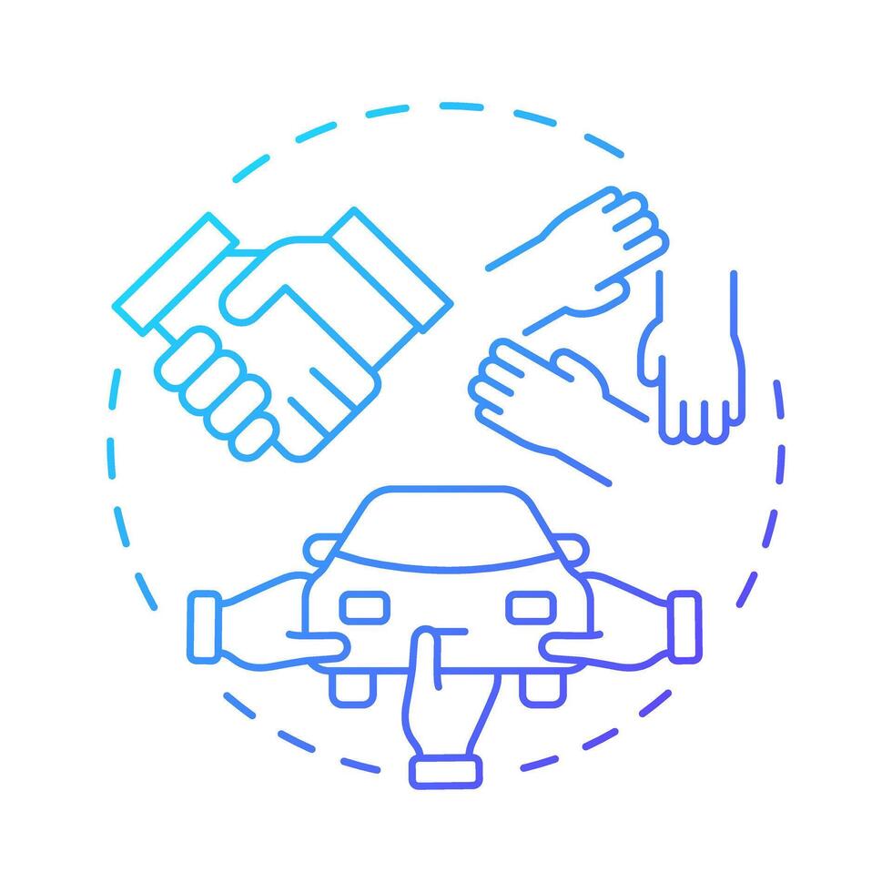 Real sharing economy blue gradient concept icon. Non profit resources spreading. Collaborative system type. Round shape line illustration. Abstract idea. Graphic design. Easy to use in presentation vector