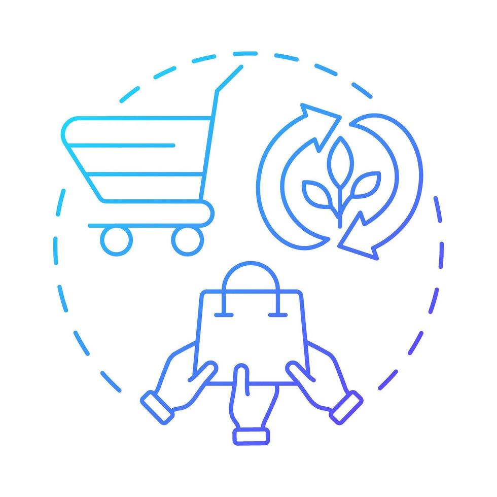 Consumption blue gradient concept icon. Usage of goods and services sustainable process. Circular economy. Round shape line illustration. Abstract idea. Graphic design. Easy to use in presentation vector