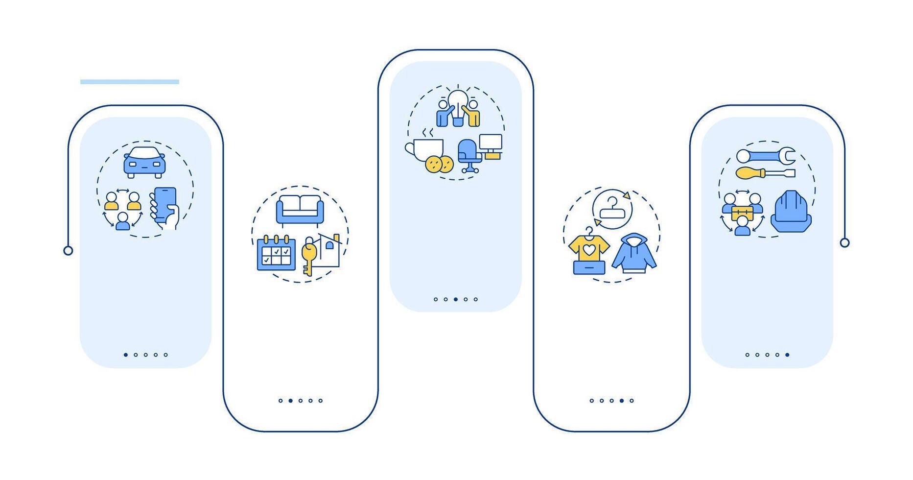 compartiendo economía modelos rectángulo infografía . sociales económico sistema desarrollo. datos visualización con 5 5 pasos. editable rectangular opciones gráfico vector
