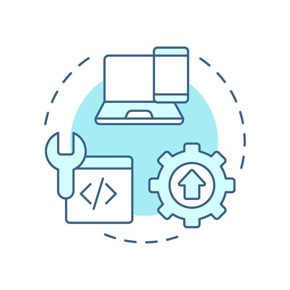 Progressive enhancement soft blue concept icon. Work for all users and devices. Feature of PWAs. Round shape line illustration. Abstract idea. Graphic design. Easy to use in presentation vector