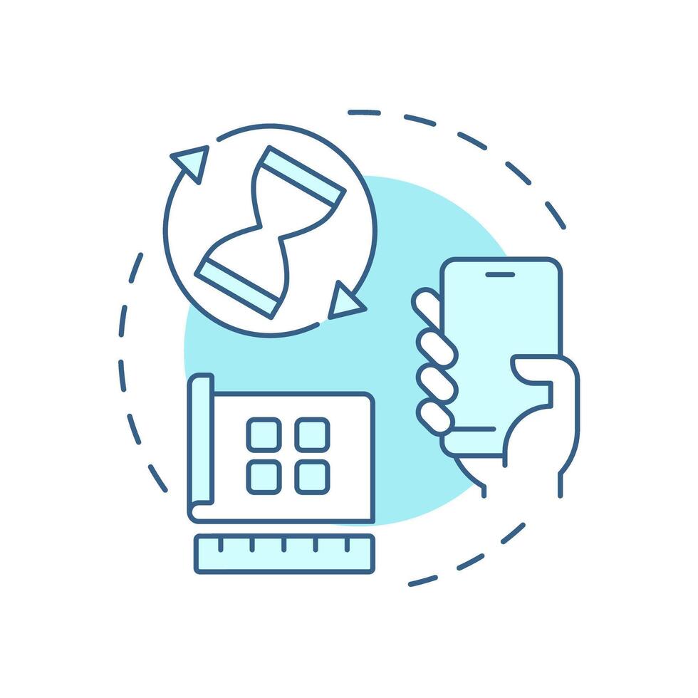 Application shell soft blue concept icon. Ensure fast loading and smooth performance. Component of PWAs. Round shape line illustration. Abstract idea. Graphic design. Easy to use in presentation vector