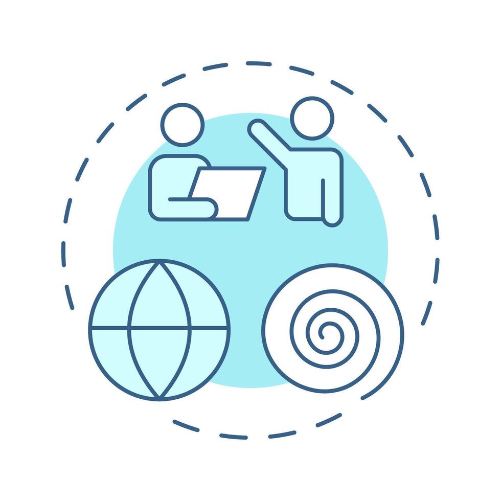 Spiral career soft blue concept icon. Team work, cooperation. Workforce, employees. Round shape line illustration. Abstract idea. Graphic design. Easy to use in infographic, presentation vector