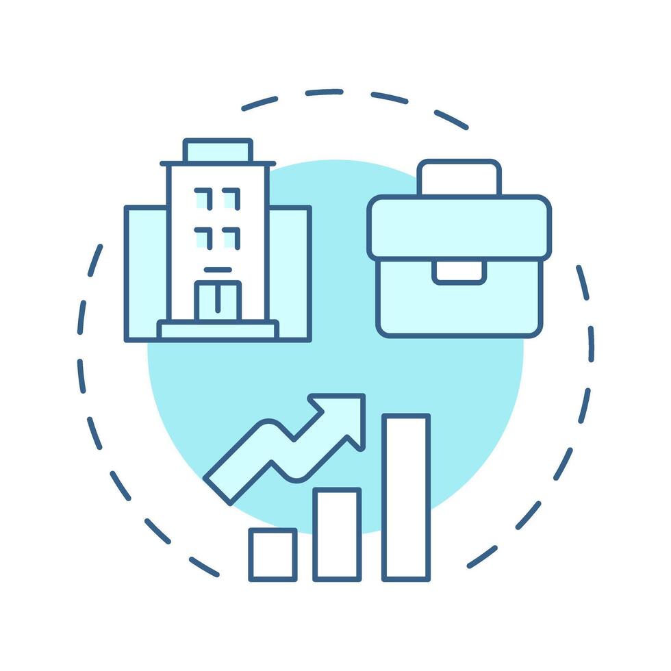 Linear career soft blue concept icon. Corporate growth, professional. Business, company. Round shape line illustration. Abstract idea. Graphic design. Easy to use in infographic, presentation vector