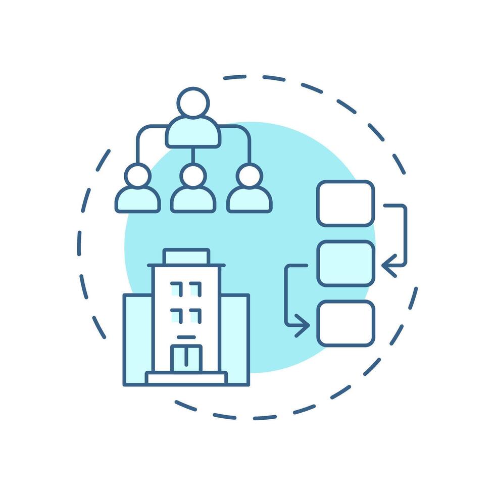Organisational chart soft blue concept icon. Corporate hierarchy, company structure. Round shape line illustration. Abstract idea. Graphic design. Easy to use in infographic, presentation vector