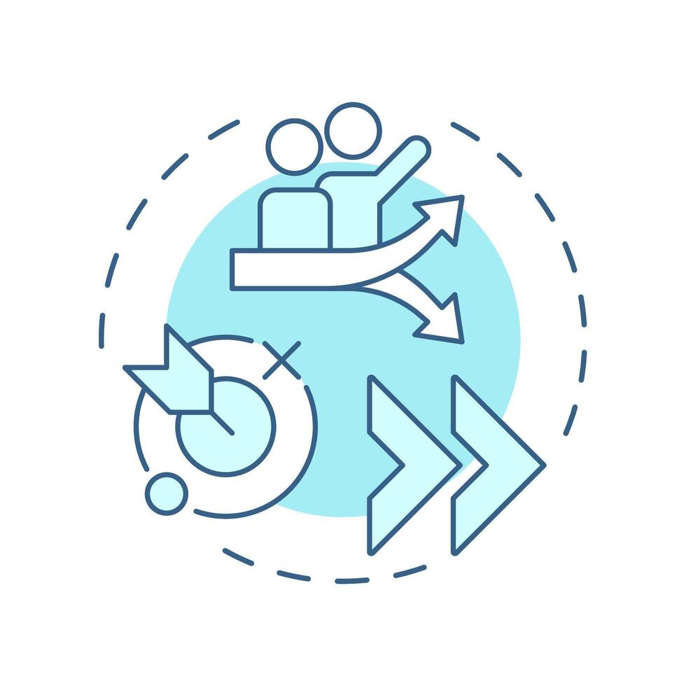 Lateral career path soft blue concept icon. Corporate growth. Employees, workforce. Round shape line illustration. Abstract idea. Graphic design. Easy to use in infographic, presentation vector