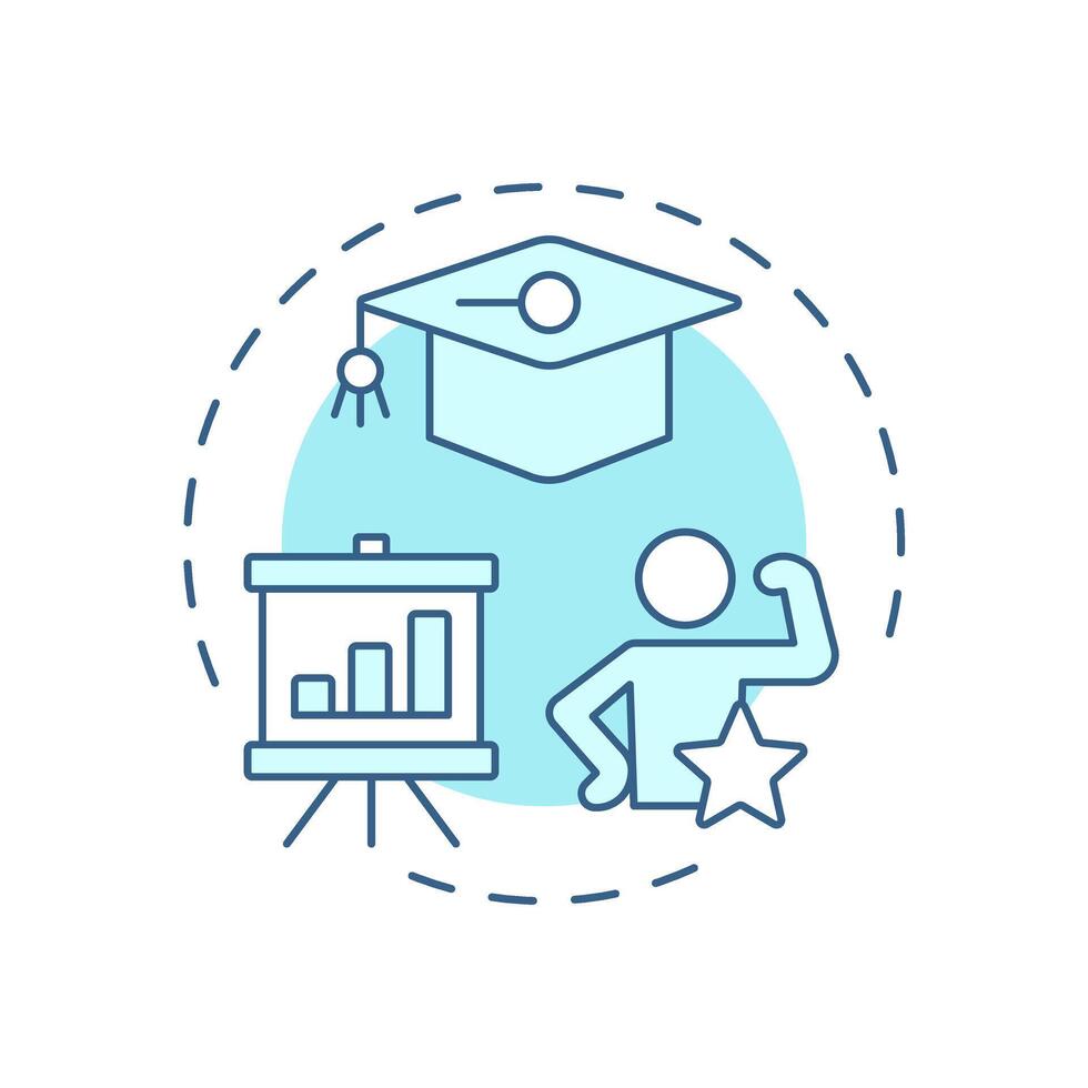 Skill development and training soft blue concept icon. Personal growth. Learning, knowledge. Round shape line illustration. Abstract idea. Graphic design. Easy to use in infographic, presentation vector