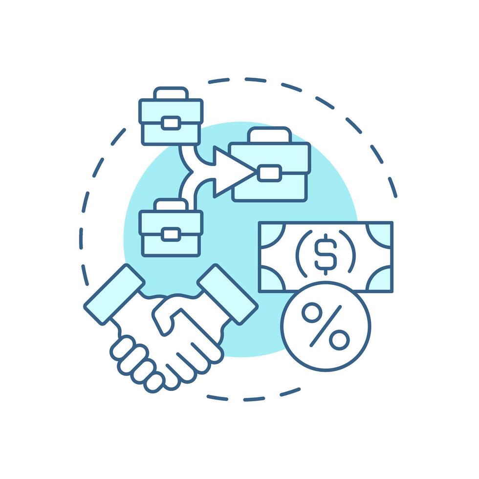 Transfer of assets soft blue concept icon. Movement of ownership in corporate group. Intercompany transactions. Round shape line illustration. Abstract idea. Graphic design. Easy to use in booklet vector