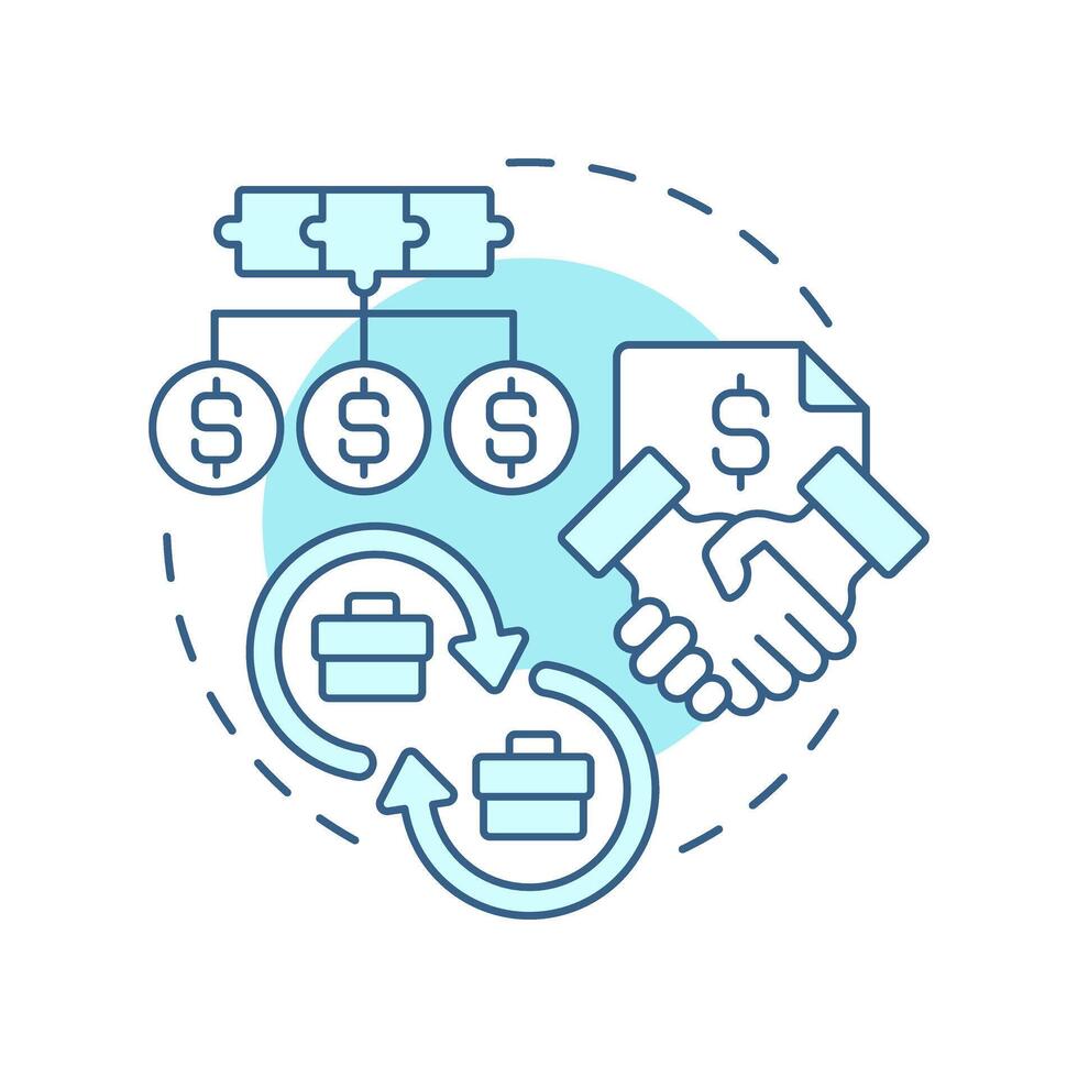 Cost sharing soft blue concept icon. Financing corporate activities and resources. Intercompany transactions. Round shape line illustration. Abstract idea. Graphic design. Easy to use in booklet vector
