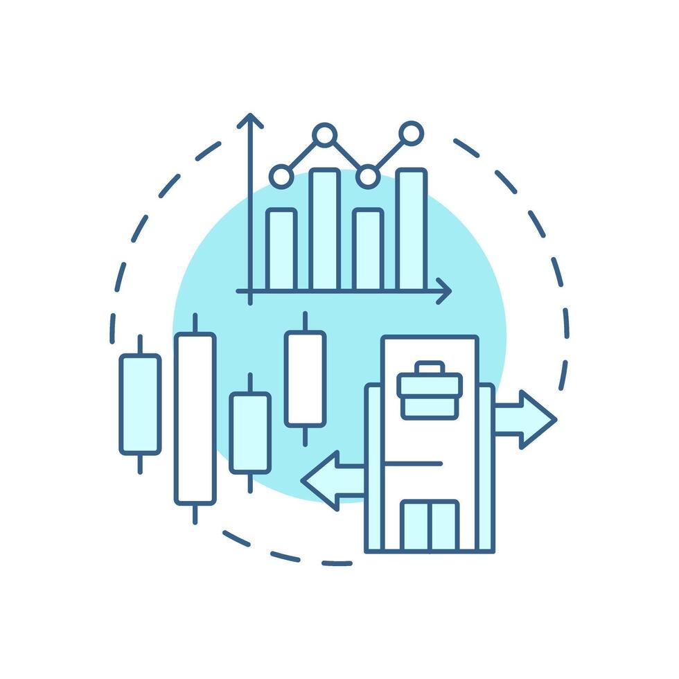 Stock transactions soft blue concept icon. Transfer and issuance of equity. Intercompany operations. Round shape line illustration. Abstract idea. Graphic design. Easy to use in booklet vector