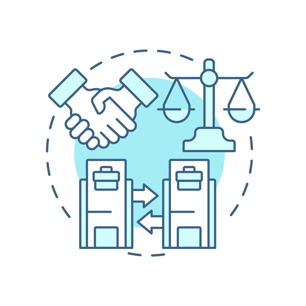 Intercompany agreements soft blue concept icon. Legal regulatory standards. Intra group transactions process. Round shape line illustration. Abstract idea. Graphic design. Easy to use in booklet vector