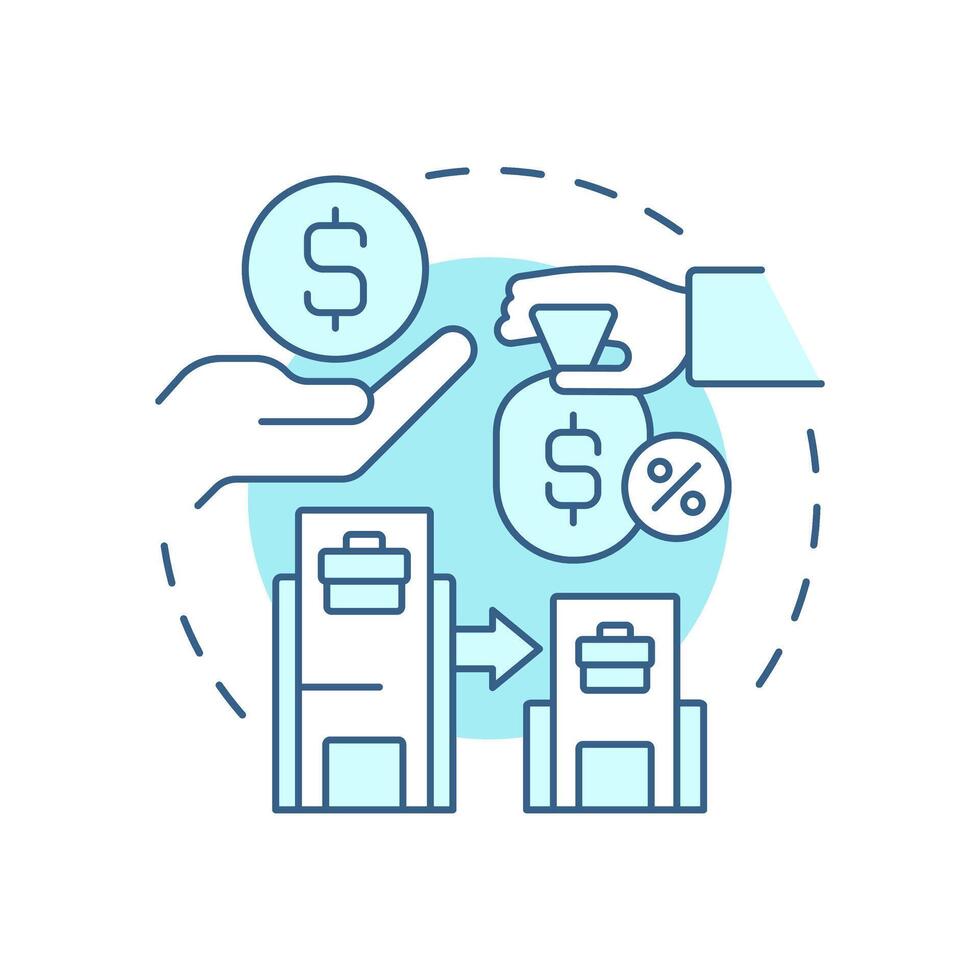 Intercompany loans soft blue concept icon. Financial arrangement in corporate group. Intra group transactions. Round shape line illustration. Abstract idea. Graphic design. Easy to use in booklet vector