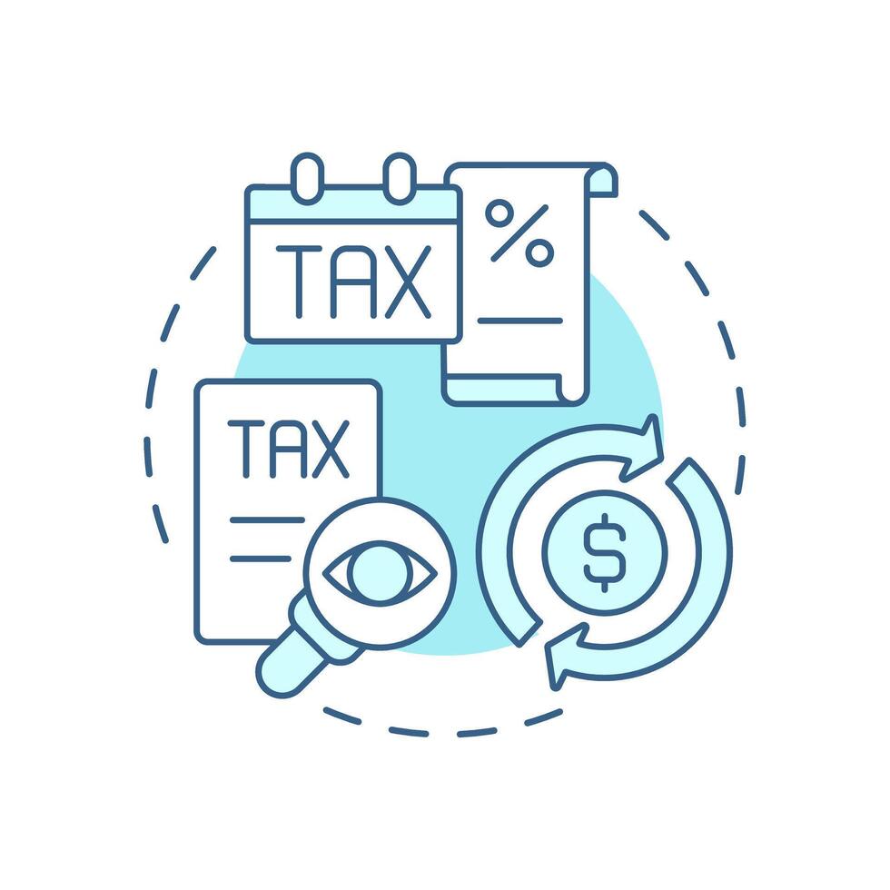 Tax implications analysis soft blue concept icon. Finances control. Intercompany transaction process. Round shape line illustration. Abstract idea. Graphic design. Easy to use in booklet vector
