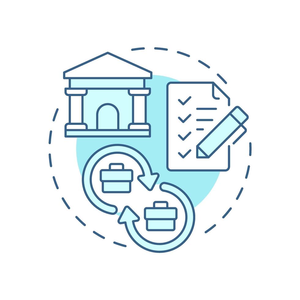 Standardize processes soft blue concept icon. Finances regulation. Best practice for intercompany accounting. Round shape line illustration. Abstract idea. Graphic design. Easy to use in booklet vector