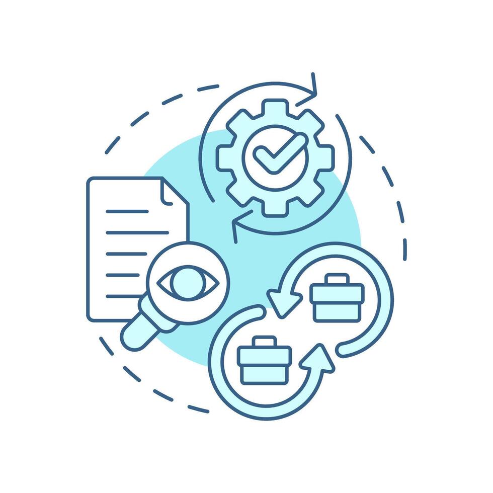 Intercompany reconciliation soft blue concept icon. Automation tools. Best practice for intra group accounting. Round shape line illustration. Abstract idea. Graphic design. Easy to use in booklet vector