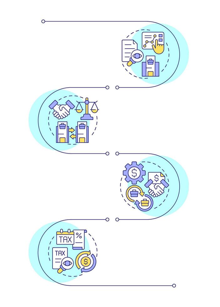 Intercompany transaction process infographic design template. Groups financial relations. Data visualization 5 options. Process vertical flow chart vector