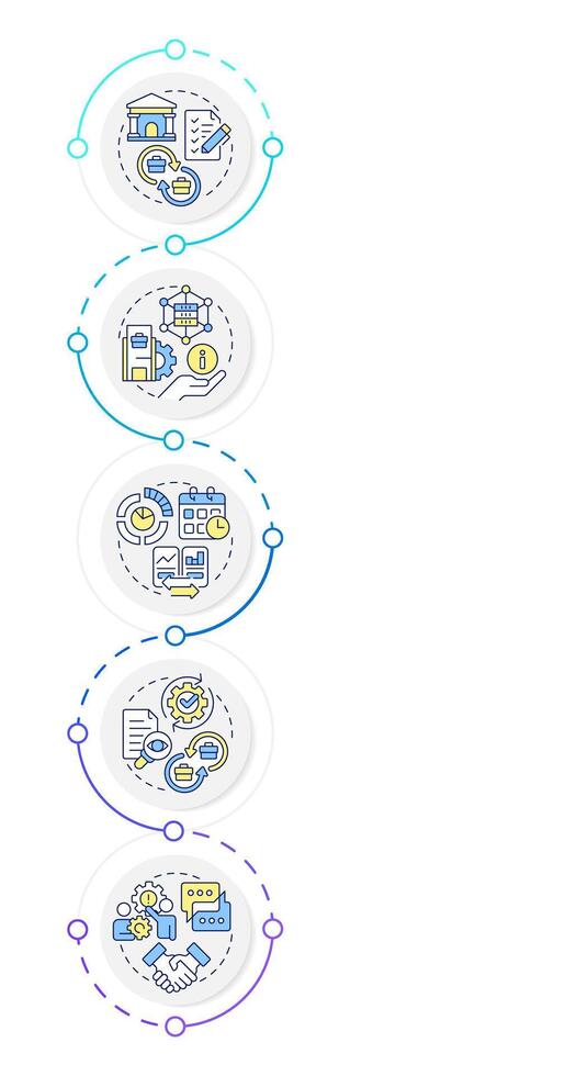 Best practices for intercompany accounting infographic design template. Financial control. Data visualization 5 options. Process vertical flow chart vector