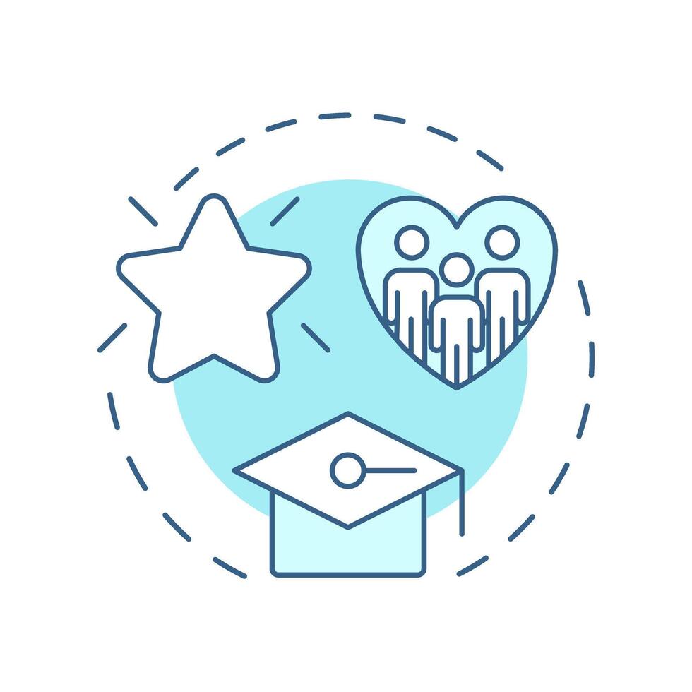 Volunteer empowerment soft blue concept icon. Organization training program. Supporters management component. Round shape line illustration. Abstract idea. Graphic design. Easy to use in brochure vector
