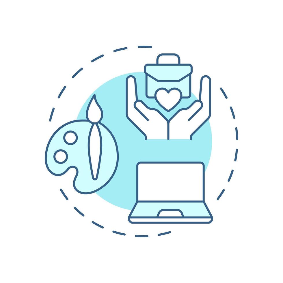 Skills based volunteering soft blue concept icon. Using professional experience. Contribution type. Round shape line illustration. Abstract idea. Graphic design. Easy to use in brochure vector