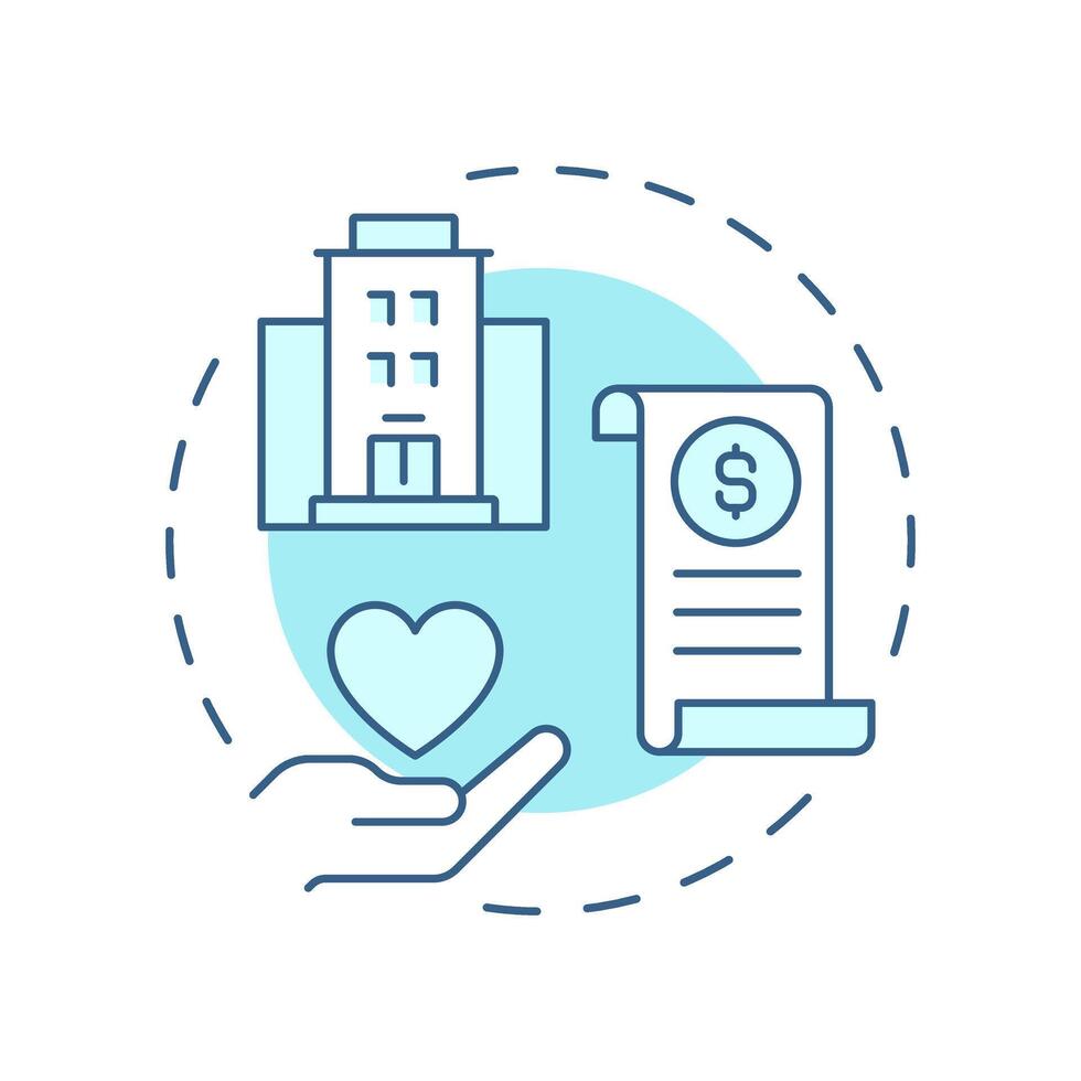 Volunteer grants soft blue concept icon. Financial donations of corporations. Contribution activity tracking. Round shape line illustration. Abstract idea. Graphic design. Easy to use in brochure vector
