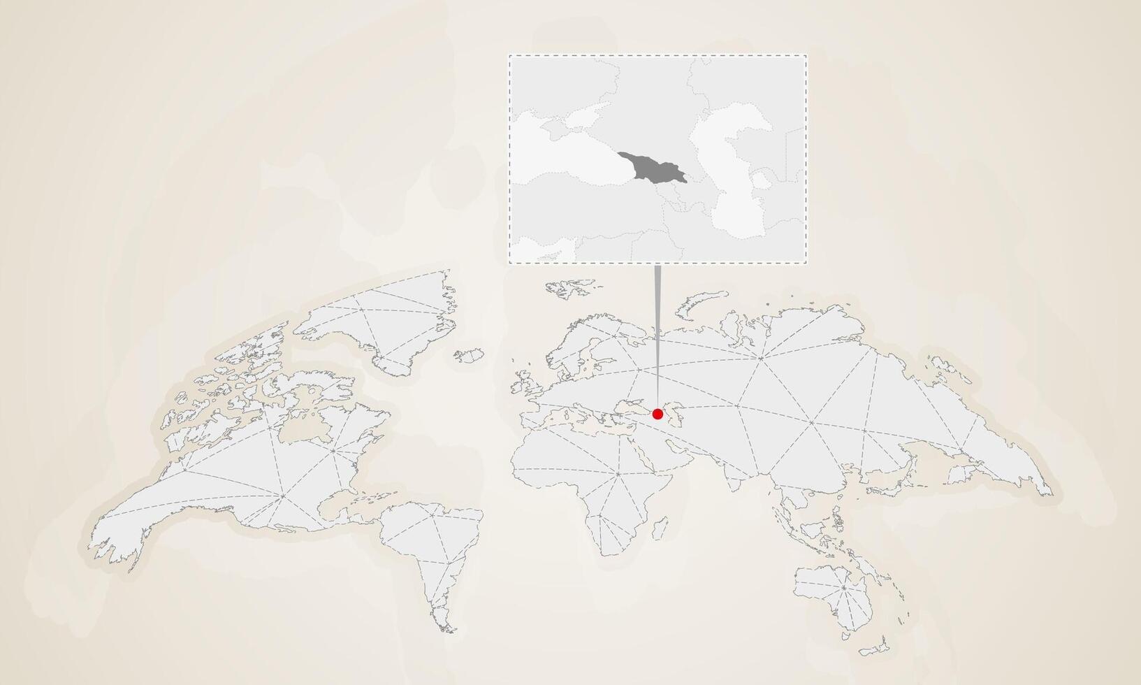 Map of Georgia with neighbor countries pinned on world map. vector