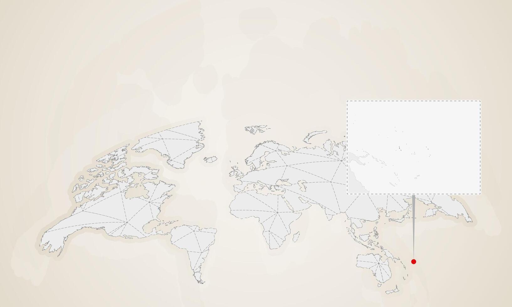 Map of Kiribati with neighbor countries pinned on world map. vector