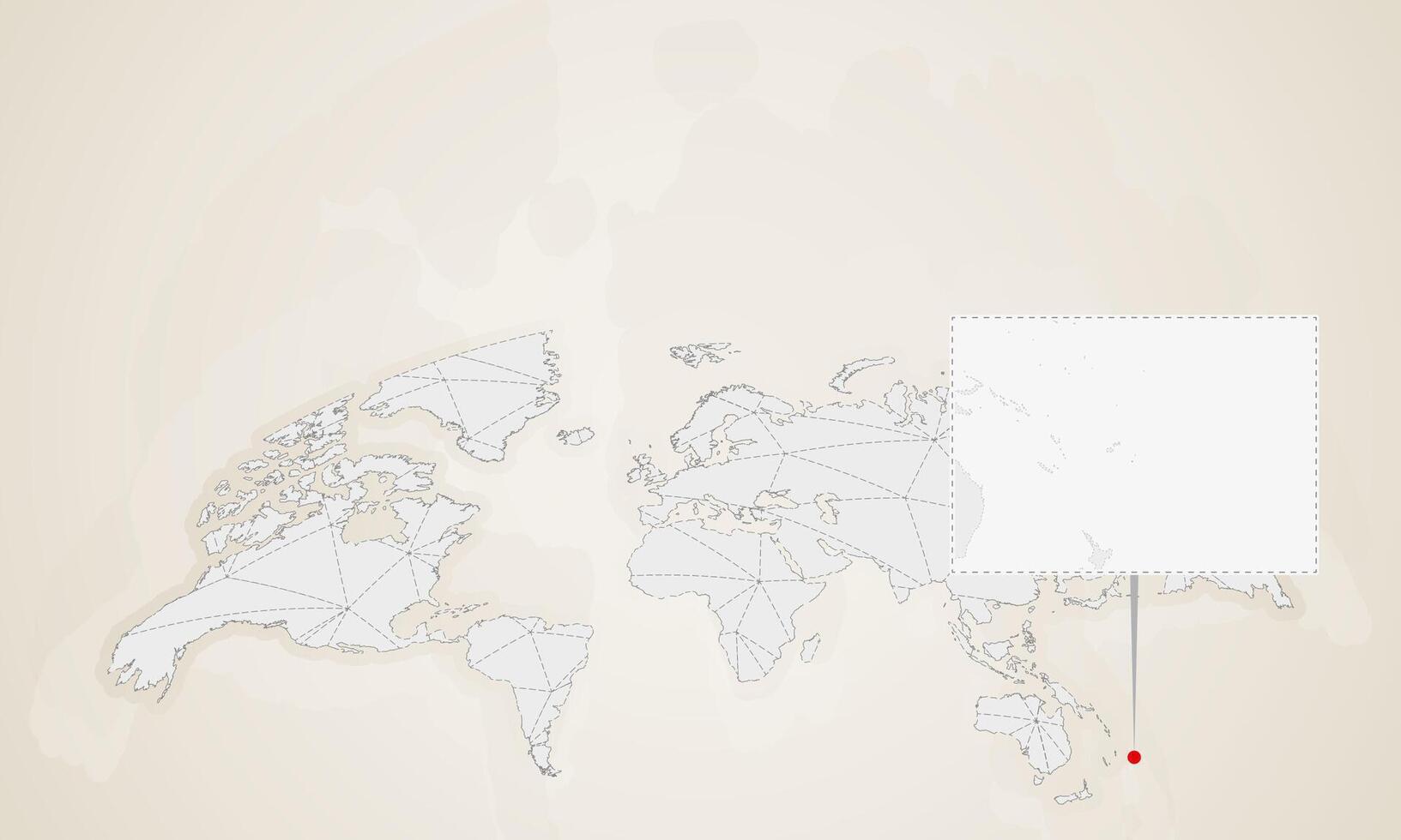Map of Tonga with neighbor countries pinned on world map. vector