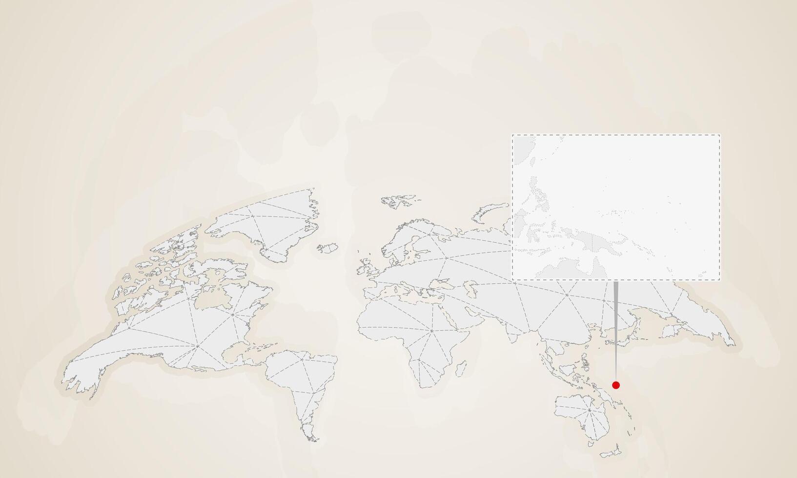 Map of Micronesia with neighbor countries pinned on world map. vector