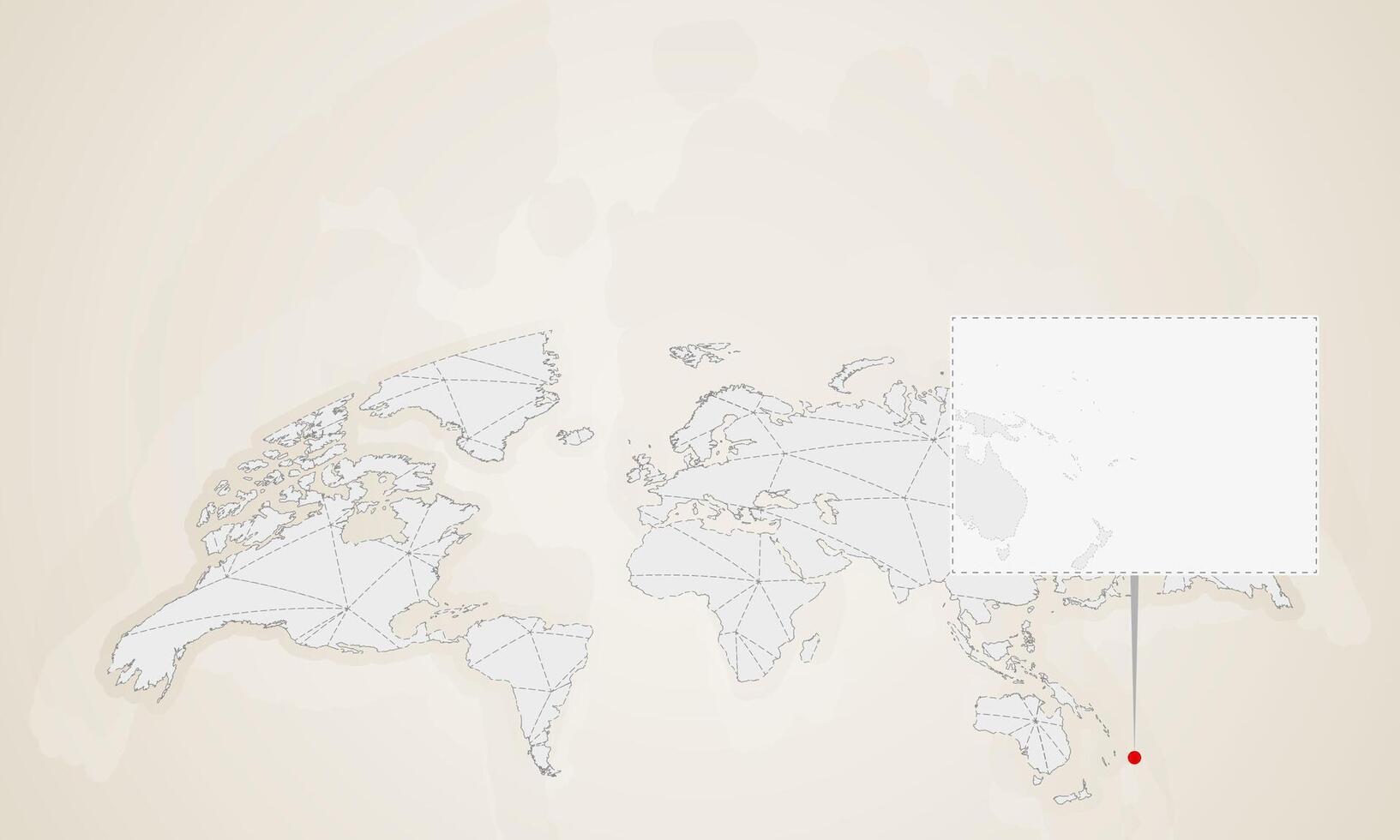 Map of Samoa with neighbor countries pinned on world map. vector