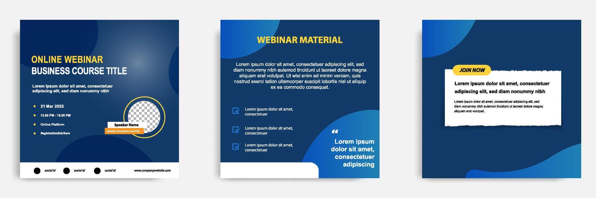 Minimal modern Set bundle collection of social media post template. Layout for online webinar, conference, training, seminar, course, and learning . vector