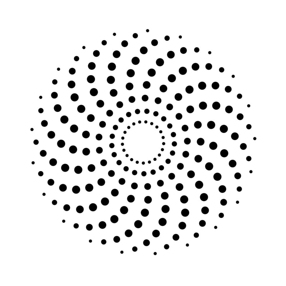 Spiral halftone circle design with radial arms vector