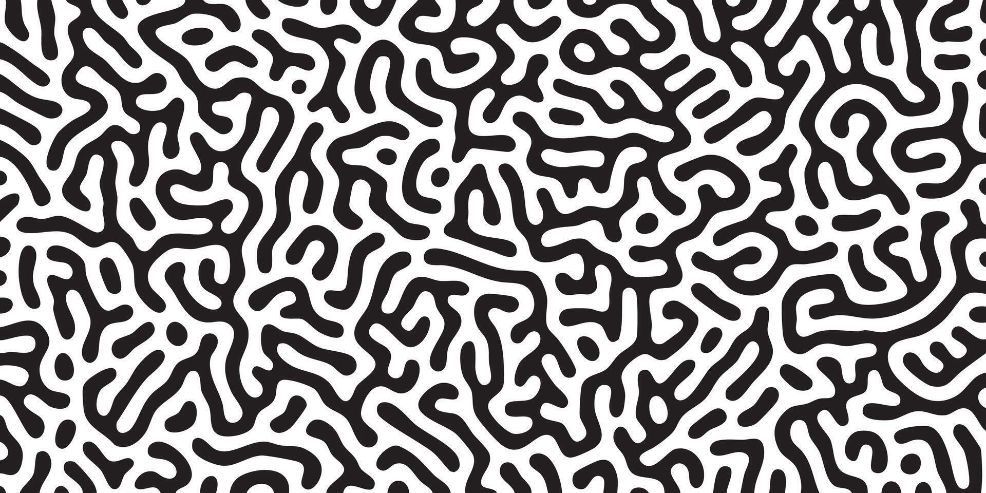 Organic black maze blob pattern on white background vector
