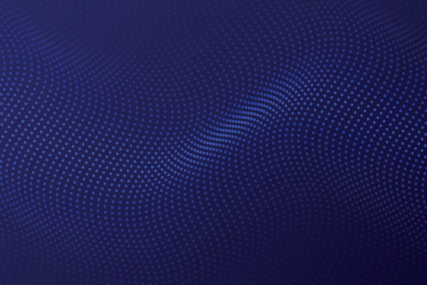 Blue dotted wave pattern on deep blue background vector