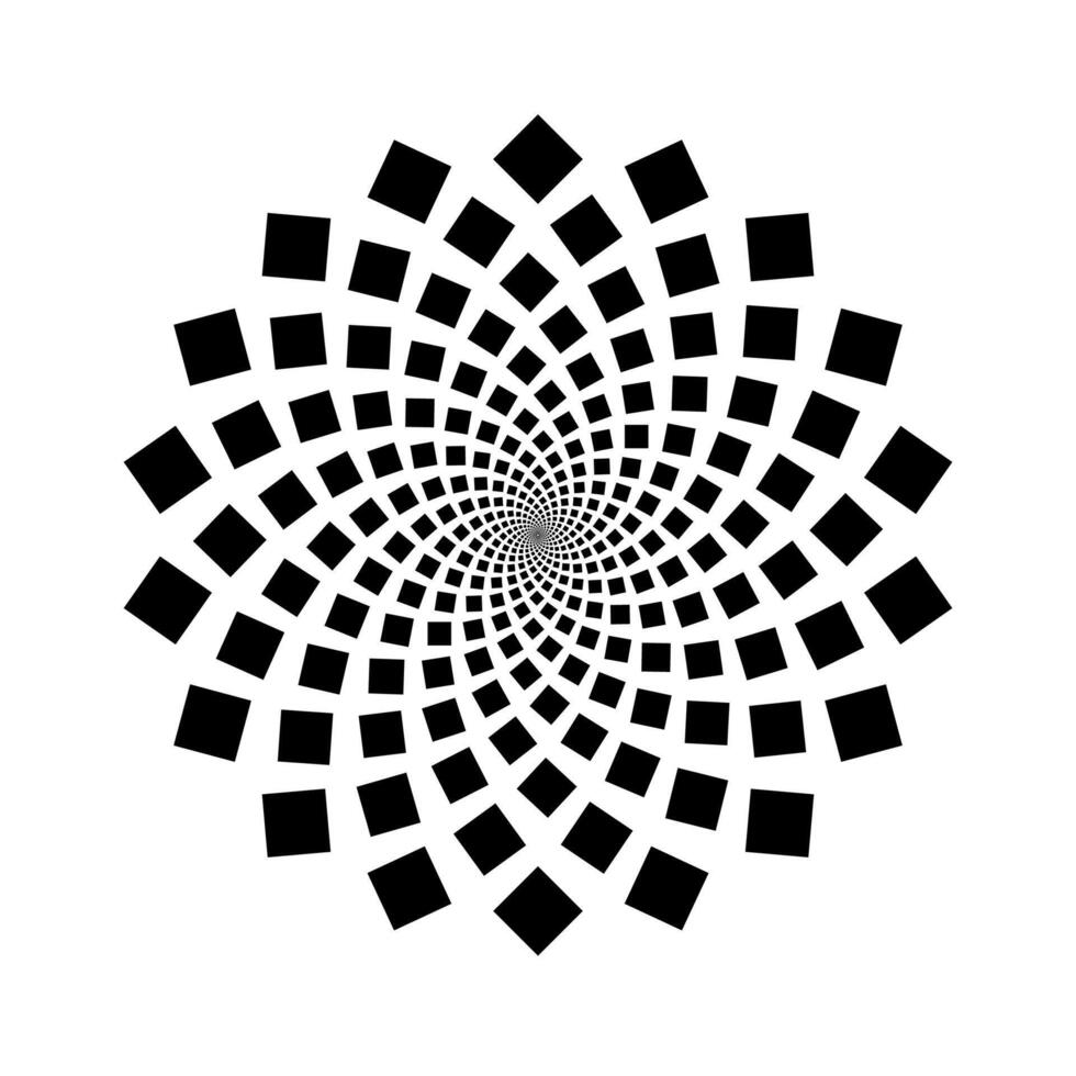 Spiral grid of black square shapes vector