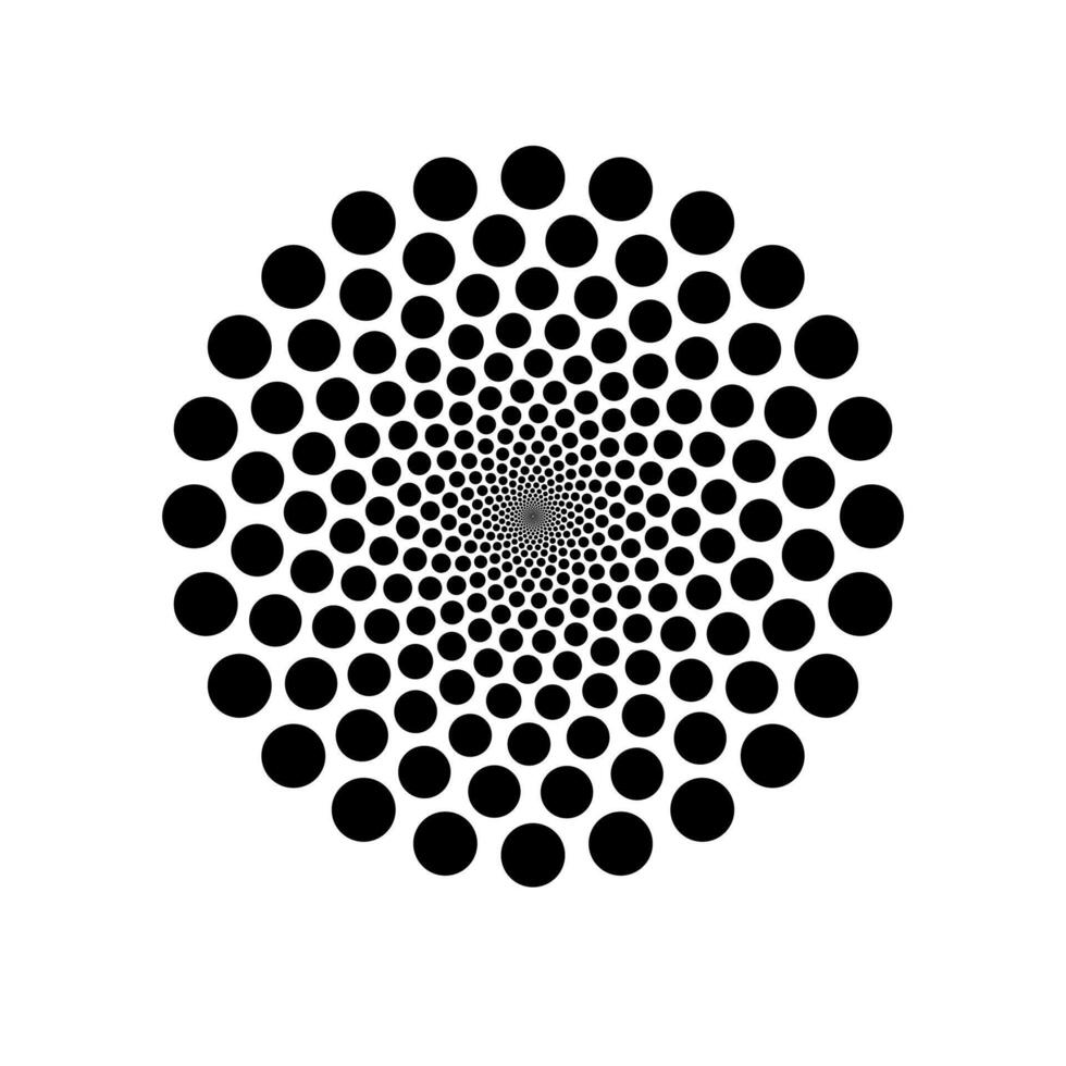 Spiral halftone circle pattern with depth illusion vector