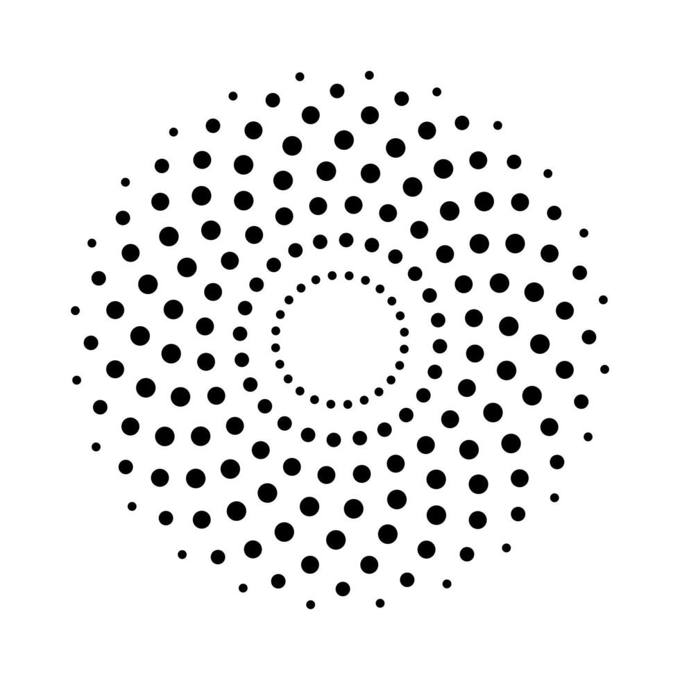 Circular halftone dot ring with hollow center vector