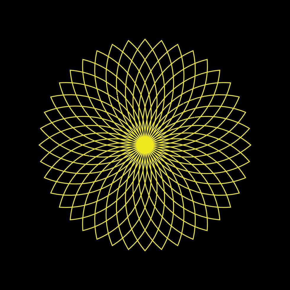 Bright yellow spirograph on black background vector
