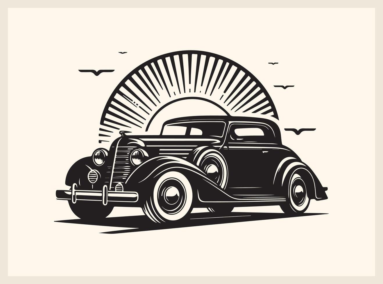 Beautiful Classic Car for Historical Automobile Art vector