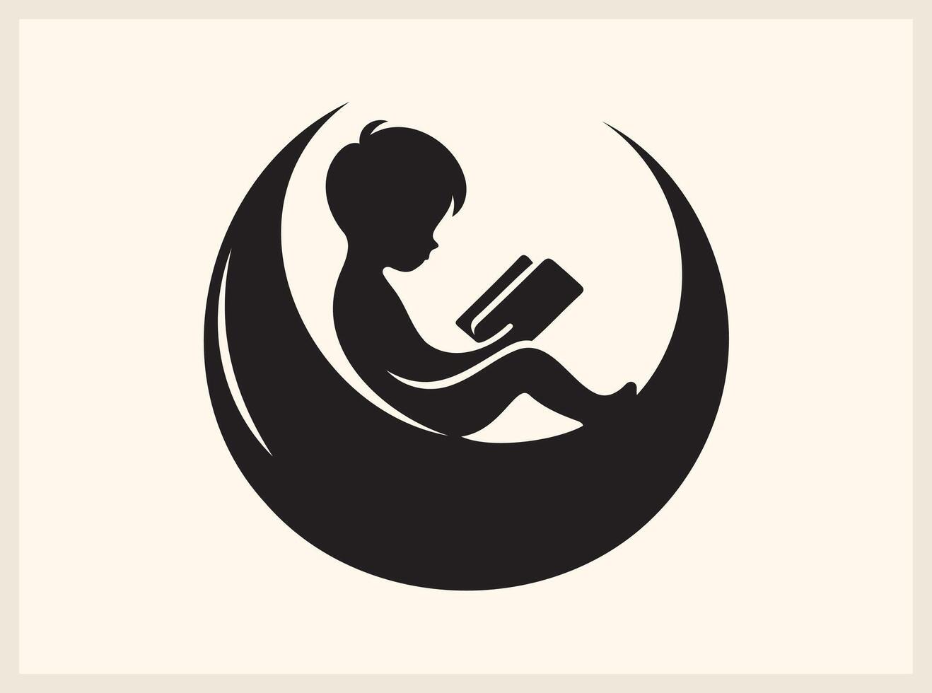 Inspirational Children Reading Book in Crescent Moon for Learning Themes vector