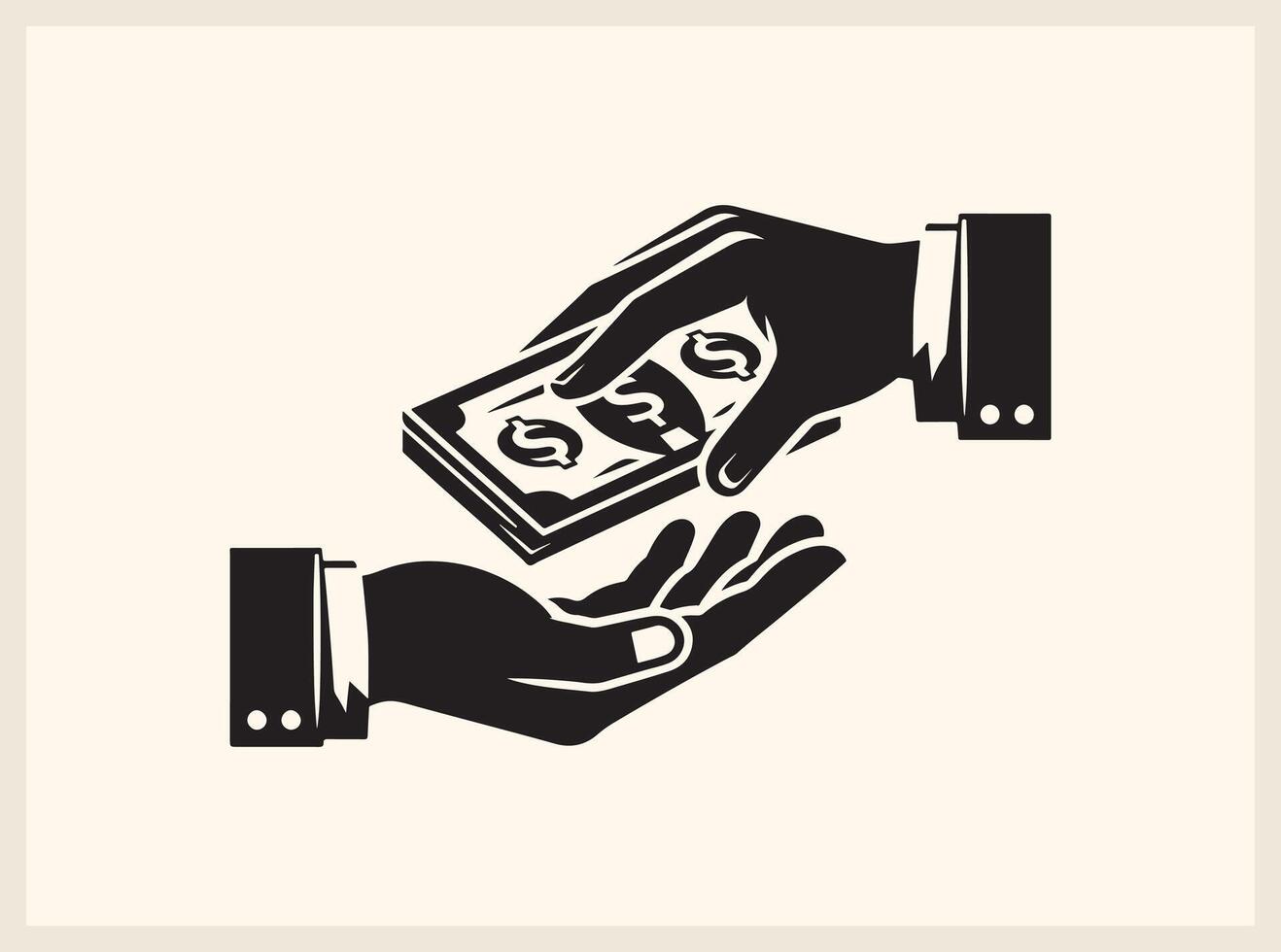 Professional Hands Exchanging Money for Banking Illustrations vector