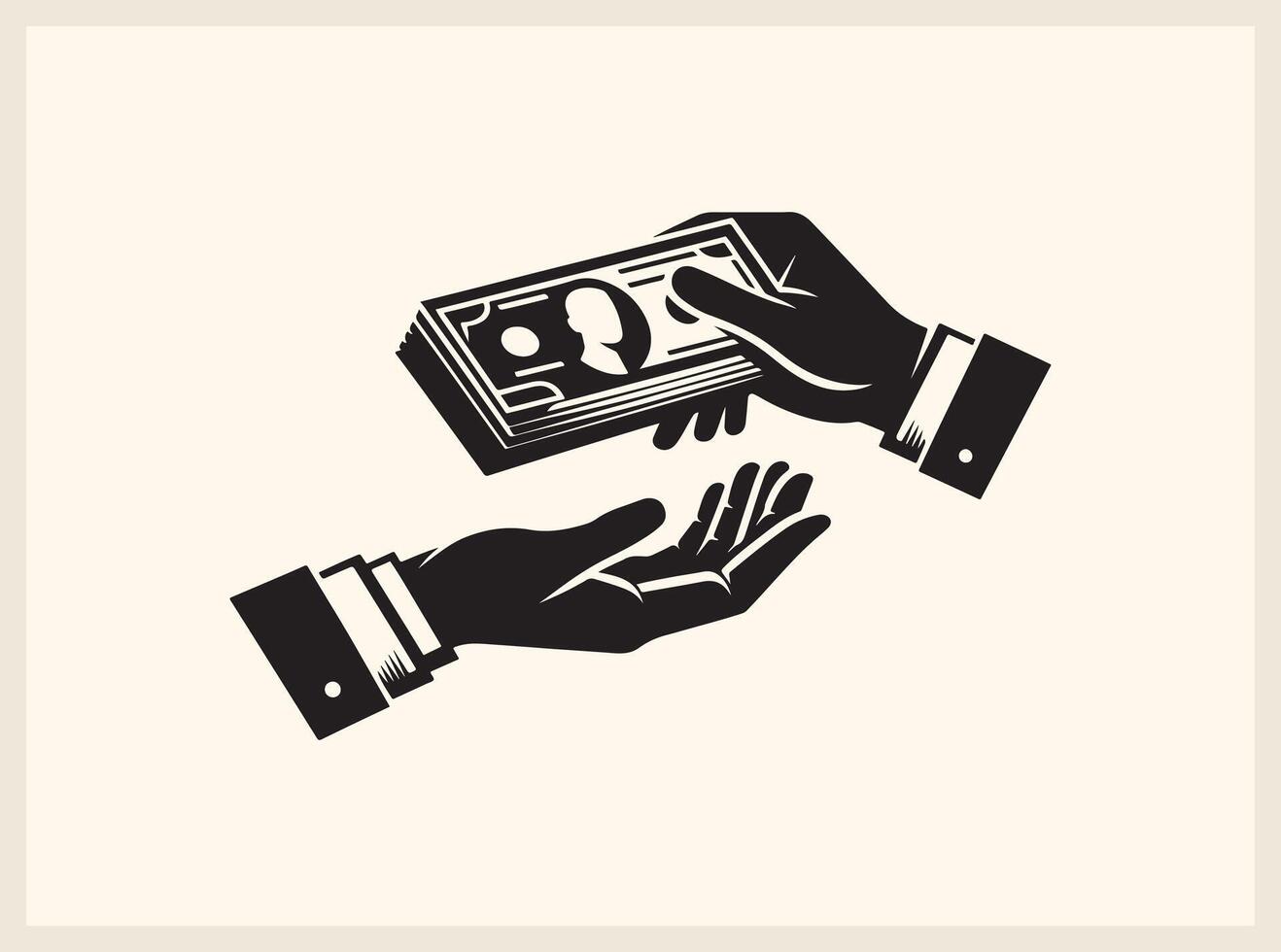 Bold Hands Exchanging Money for Secure Payment Illustrations vector